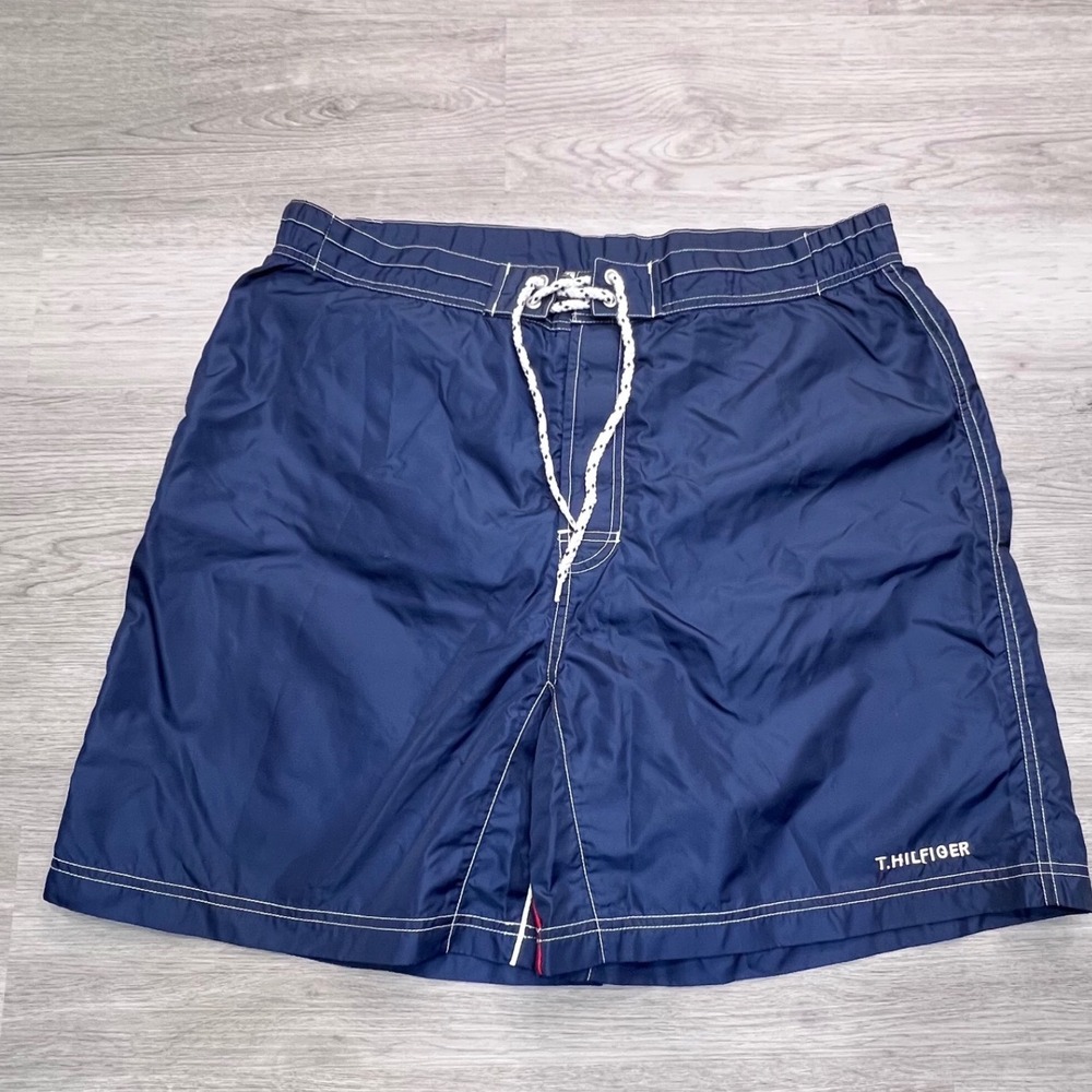 Tommy Hilfiger Mens Navy Blue Vintage Board Shorts Swim Trunks XL 9/00 Retro - Picture 14 of 14